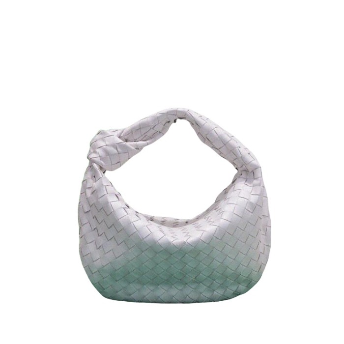 Large Genuine Lambskin Leather Woven Hobo Bag