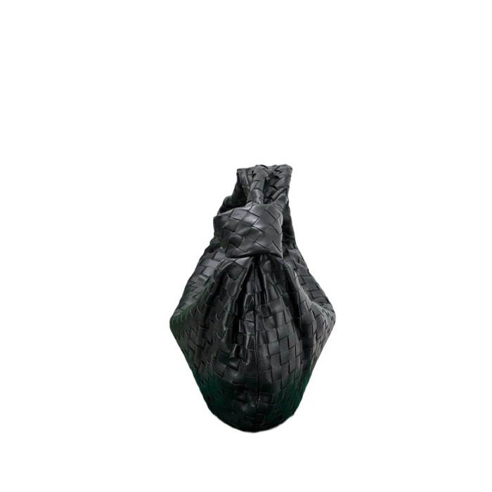 Large Genuine Lambskin Leather Woven Hobo Bag