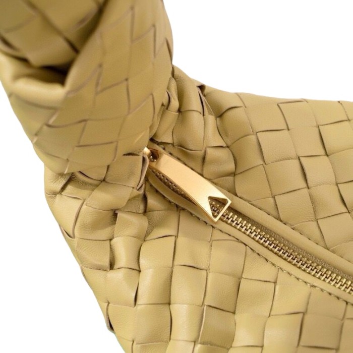 Large Genuine Lambskin Leather Woven Hobo Bag