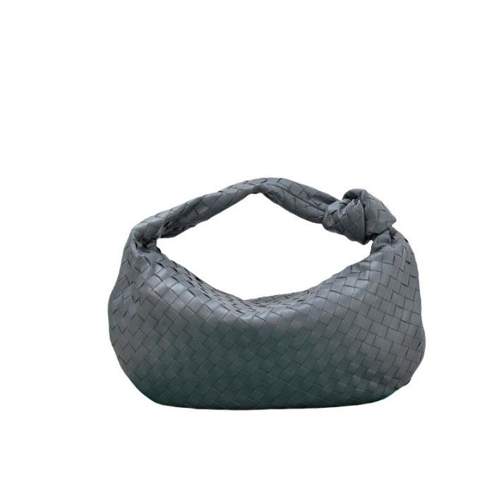 Large Genuine Lambskin Leather Woven Hobo Bag