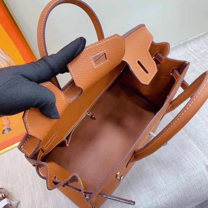 25cm 30cm 35cm Genuine Leather Birkin Style Bag