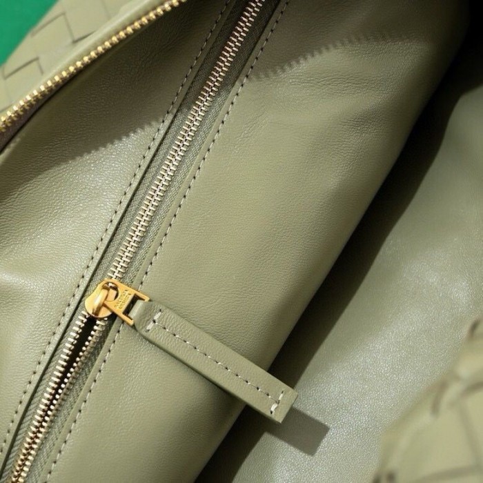 Large Genuine Lambskin Leather Woven Hobo Bag