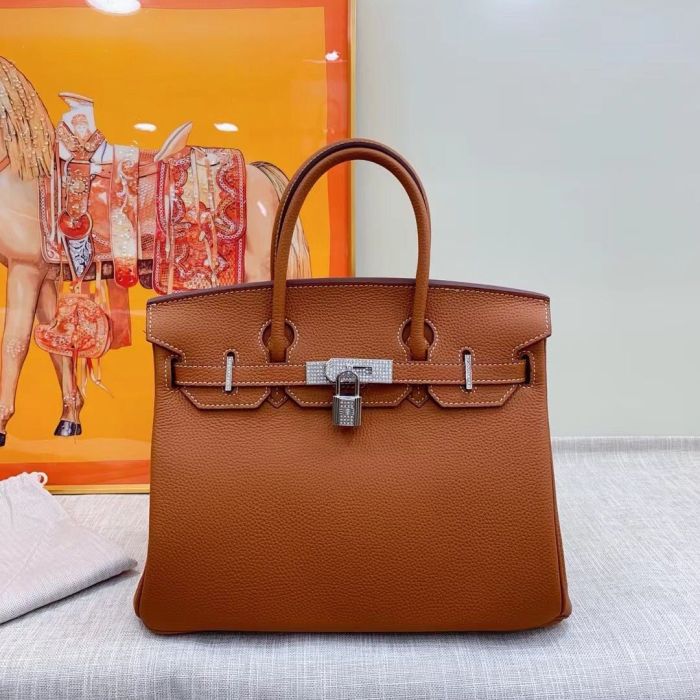 25cm 30cm 35cm Genuine Leather Birkin Style Bag