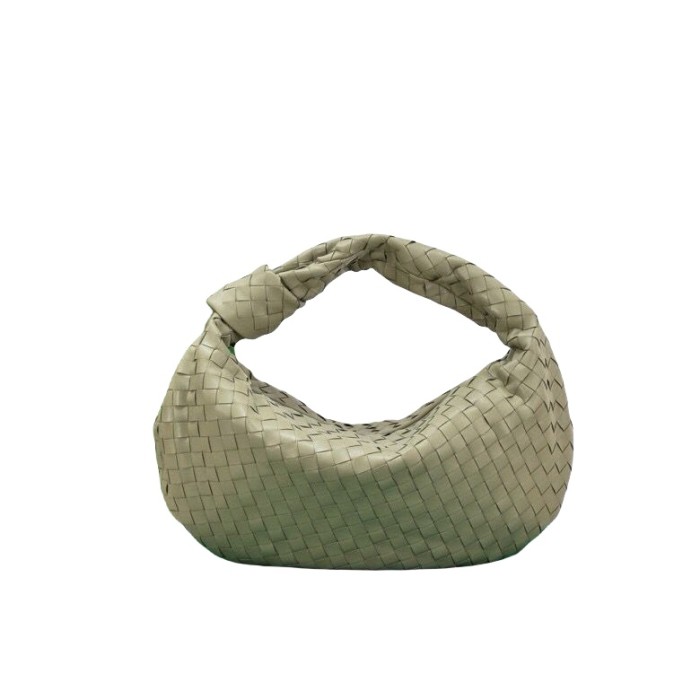 Large Genuine Lambskin Leather Woven Hobo Bag