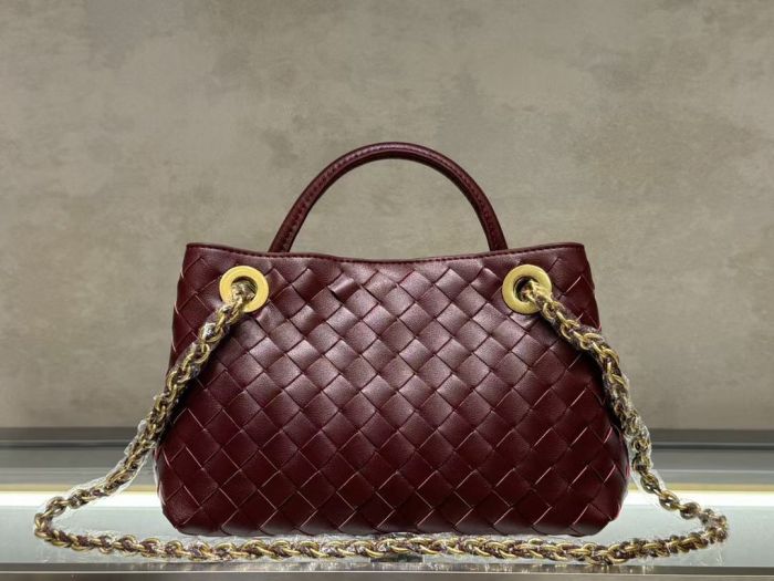 Woven Cowhile Leather Chain Shoulder Bag