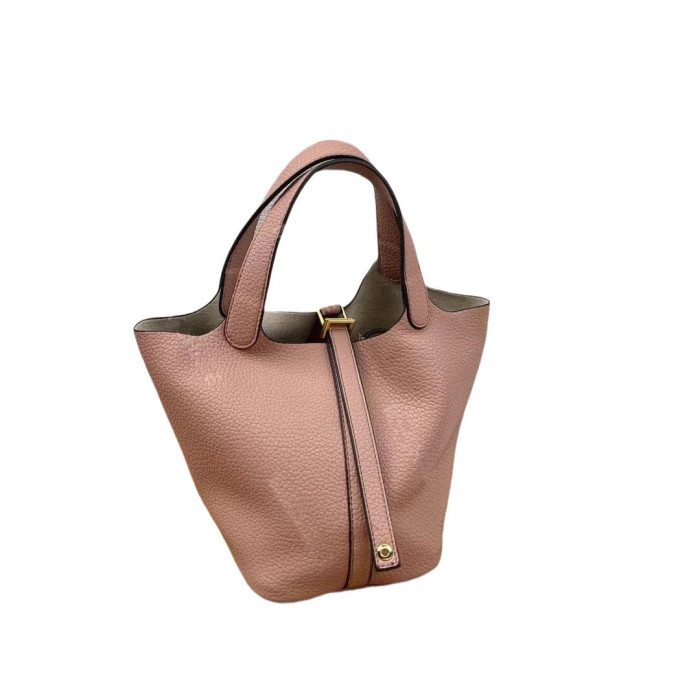 Vegan Togo Leather Picotin Designer Bag with 1 Horse Keychain 1 Silver Scarf