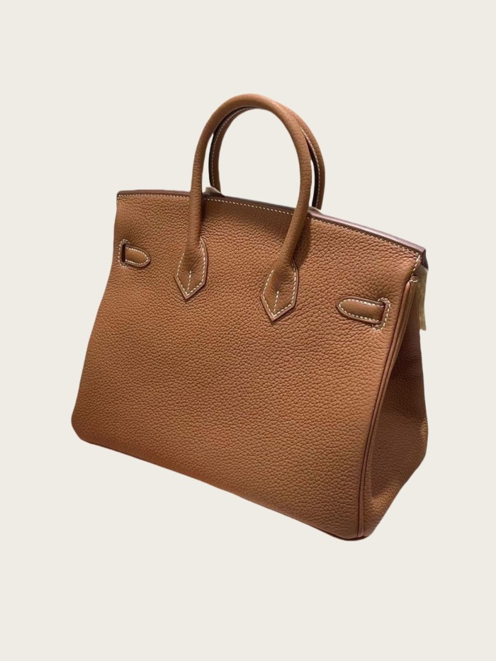Genuine Togo Calfskin Leather Women Top Handle Bag