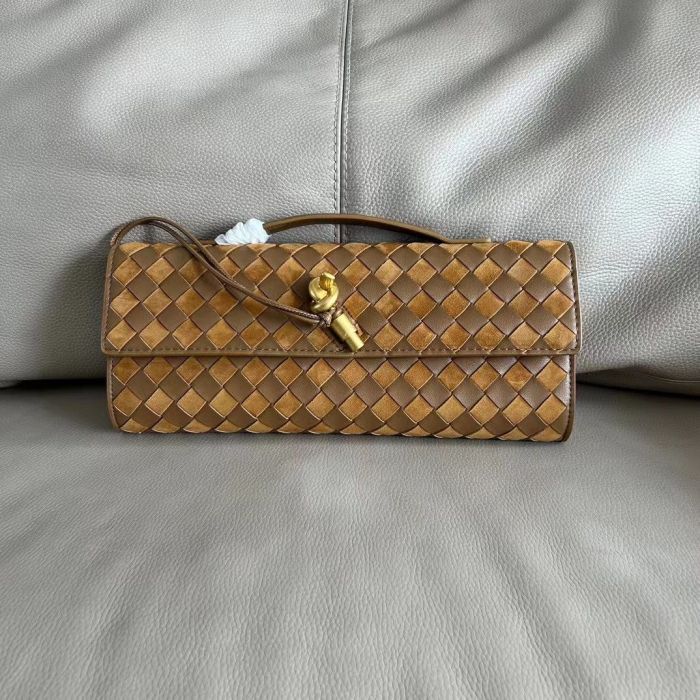 Genuine Cowhile Leather Long Clutch Purse with Handle
