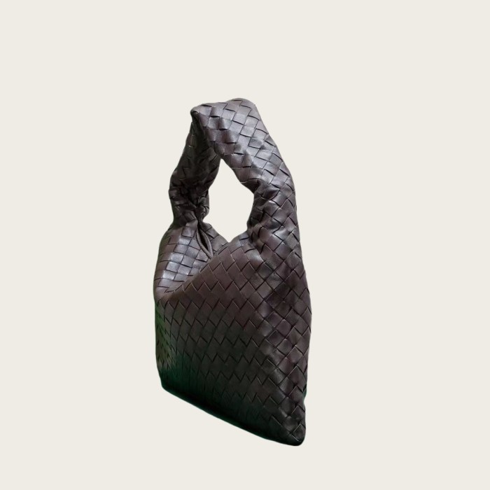 Genuine Lambskin Leather Hop Bag Woven Hobo Bag