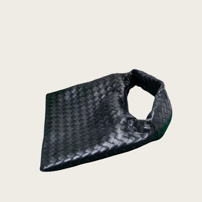Genuine Lambskin Leather Hop Bag Woven Hobo Bag