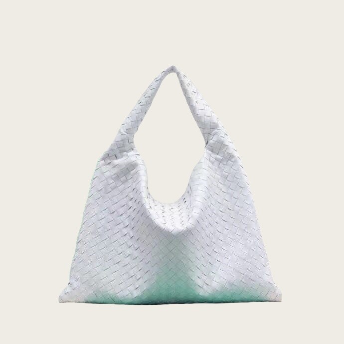 Genuine Lambskin Leather Hop Bag Woven Hobo Bag