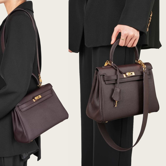 Classic Genuine Togo Leather Tote Shoulder Bag Comes with 2 Strap