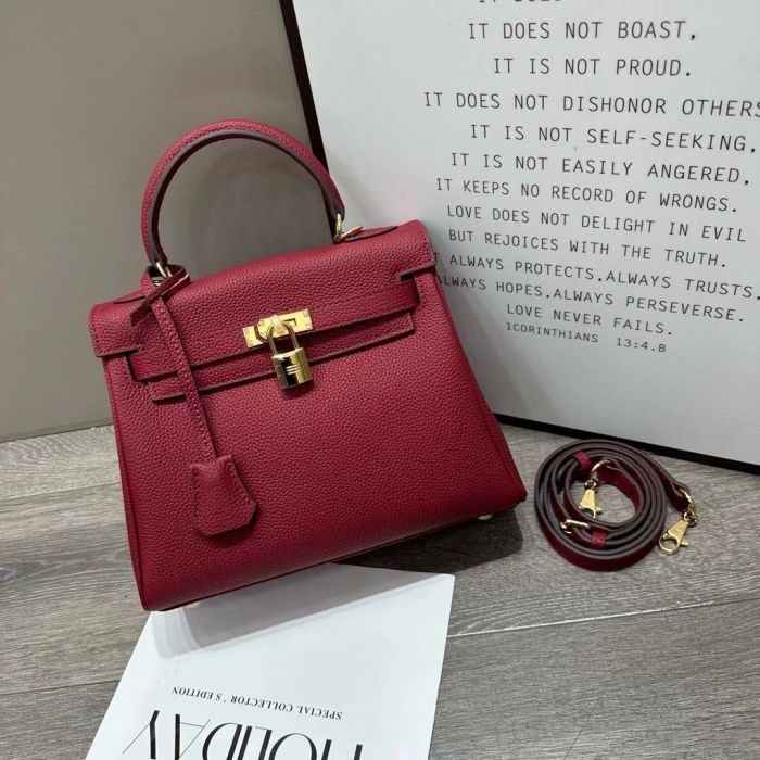 Classic Genuine Togo Leather Tote Shoulder Bag Comes with 2 Strap