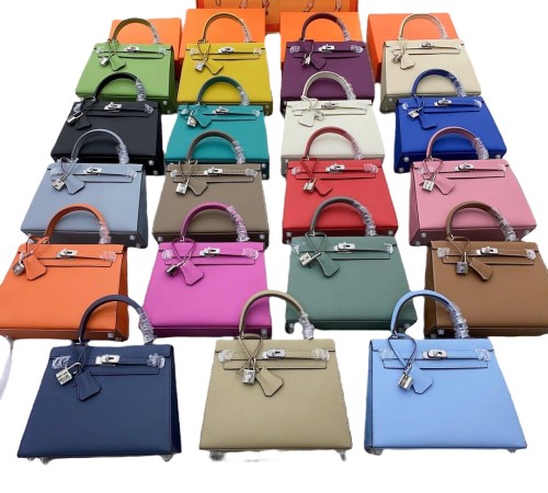 25cm Cowhile Epsom Leather Tote Shoulder Bag with Silver Hardware