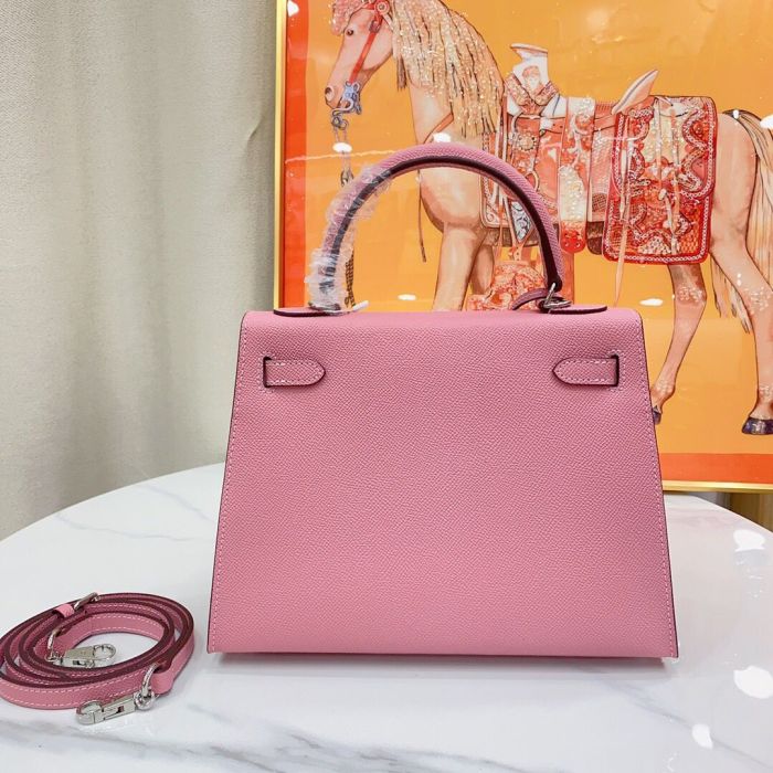 25cm Cowhile Epsom Leather Tote Shoulder Bag with Silver Hardware