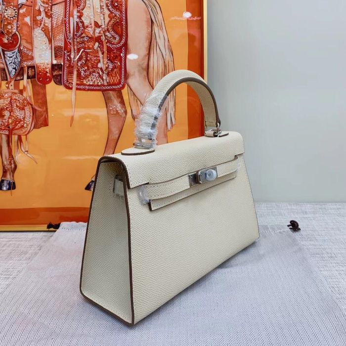 Mini Epsom Leather Tote Shoulder Bag with Silver Hardware