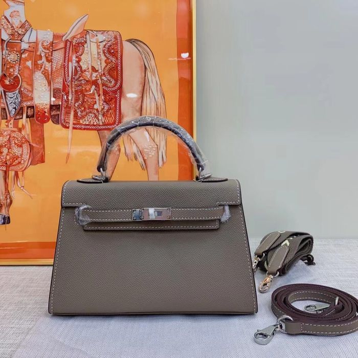 Mini Epsom Leather Tote Shoulder Bag with Silver Hardware