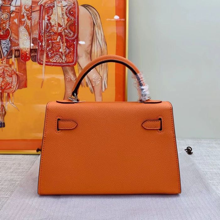 Mini Epsom Leather Tote Shoulder Bag with Silver Hardware