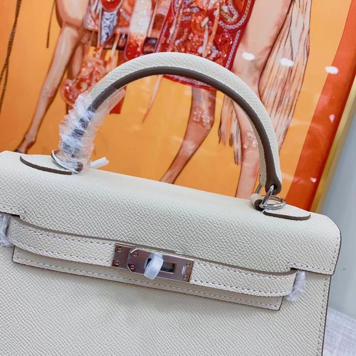 Mini Epsom Leather Tote Shoulder Bag with Silver Hardware