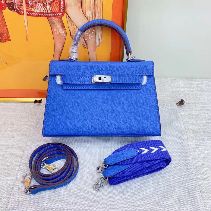 Mini Epsom Leather Tote Shoulder Bag with Silver Hardware