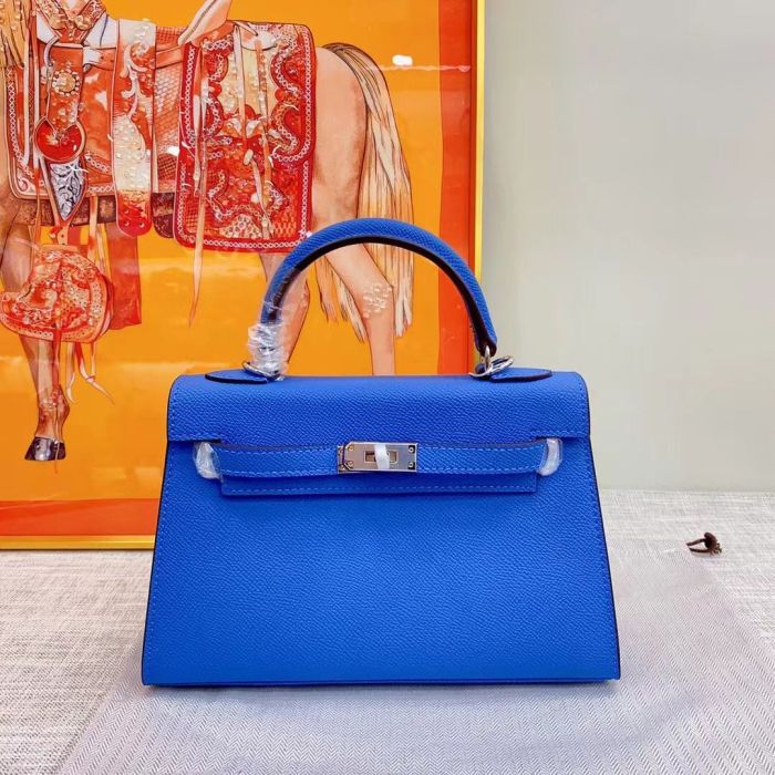 Mini Epsom Leather Tote Shoulder Bag with Silver Hardware