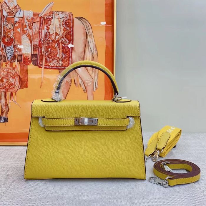 Mini Epsom Leather Tote Shoulder Bag with Silver Hardware