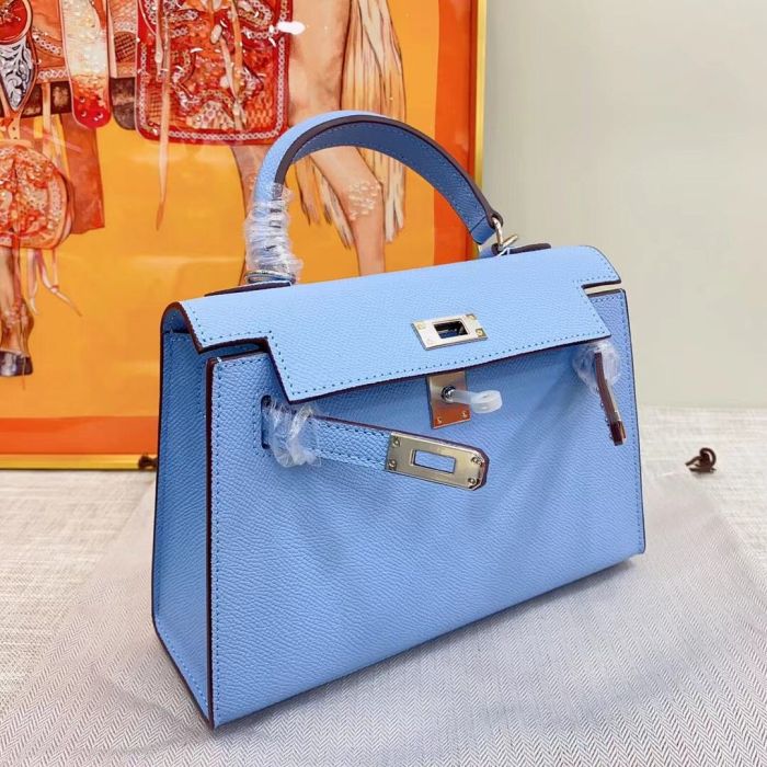 Mini Epsom Leather Tote Shoulder Bag with Silver Hardware