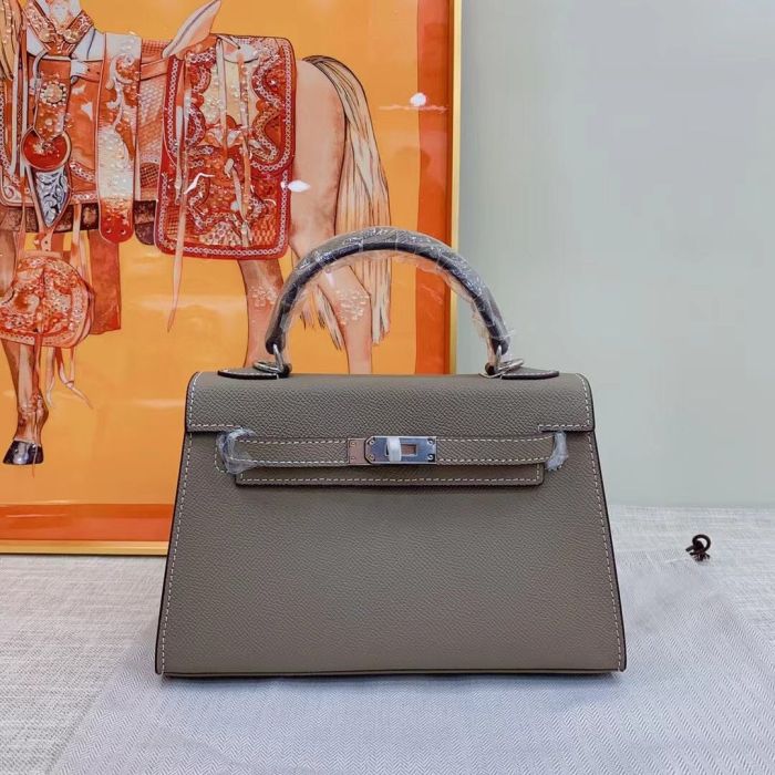 Mini Epsom Leather Tote Shoulder Bag with Silver Hardware
