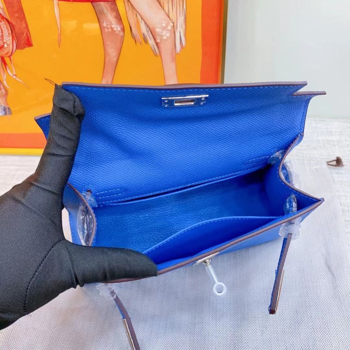 Mini Epsom Leather Tote Shoulder Bag with Silver Hardware