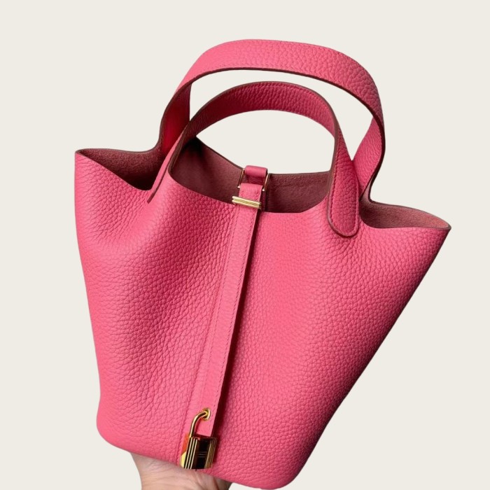 Togo Calfskin Leather Picotin Style Bucket Bag