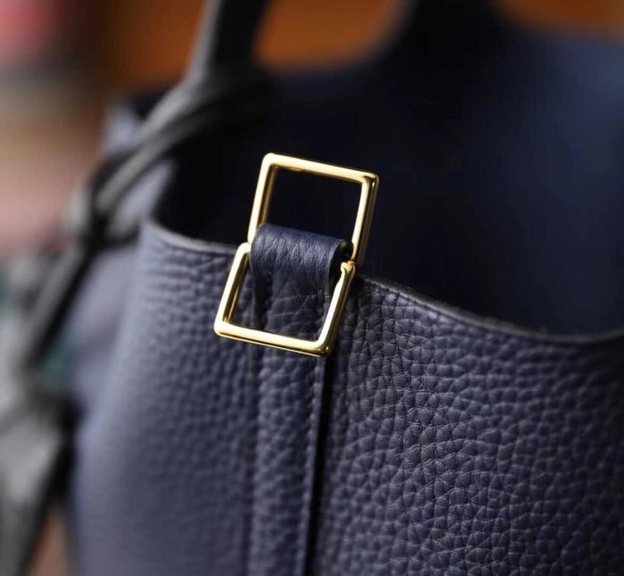 Togo Calfskin Leather Picotin Style Bucket Bag