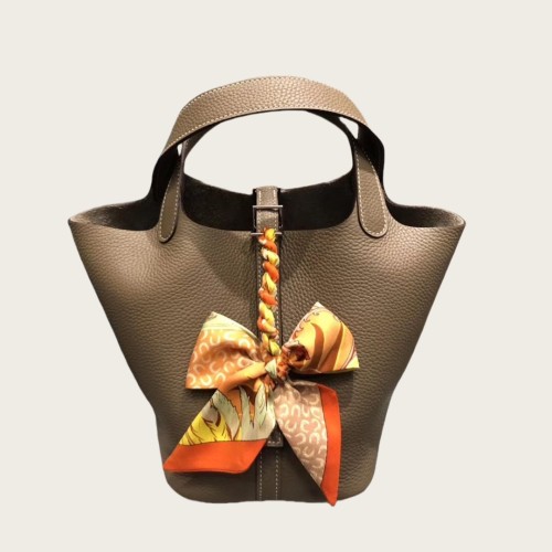 Togo Calfskin Leather Picotin Style Bucket Bag