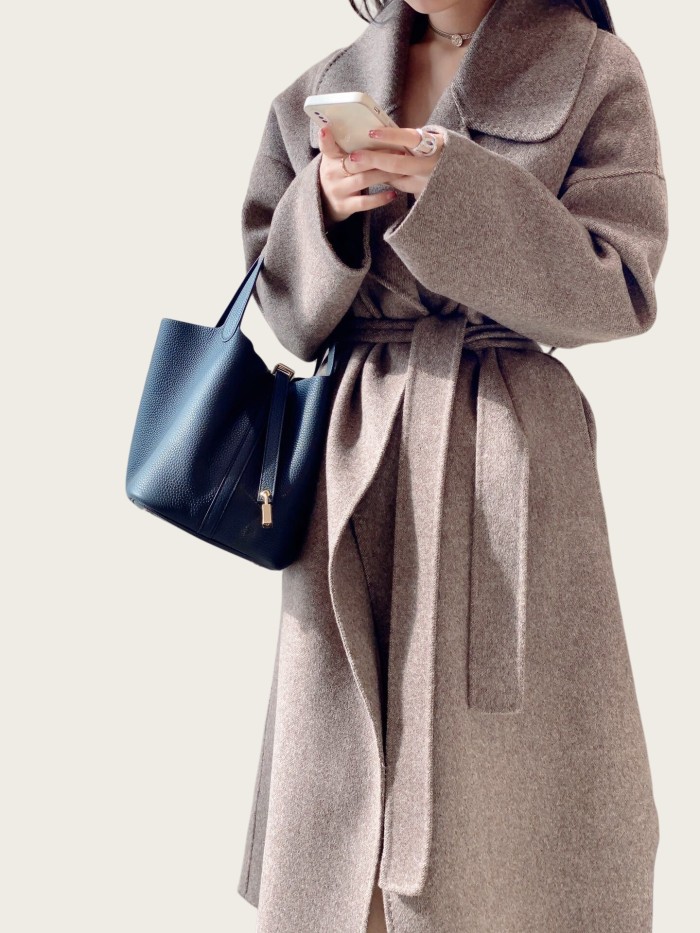 Togo Calfskin Leather Picotin Style Bucket Bag