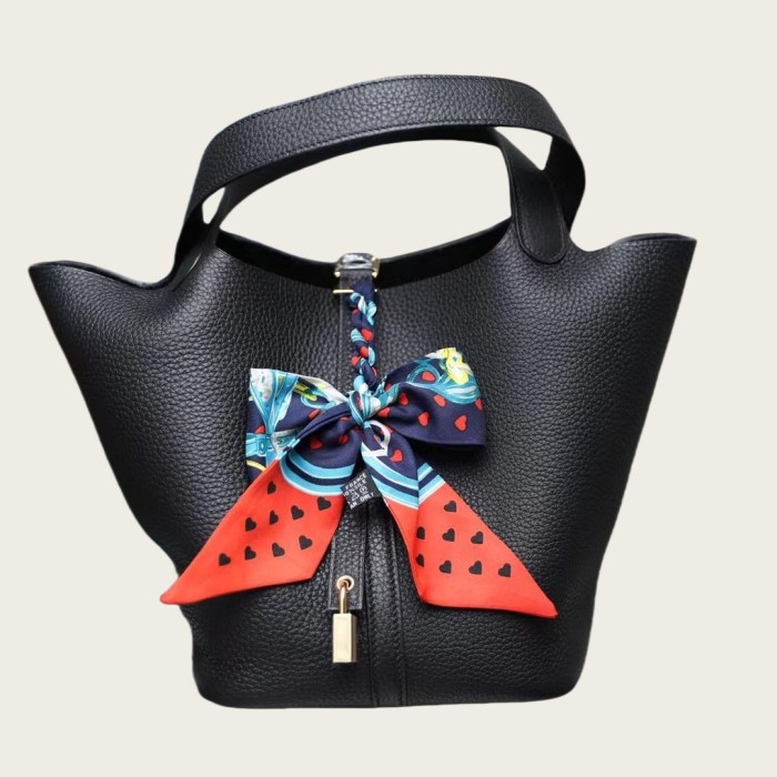 Togo Calfskin Leather Picotin Style Bucket Bag