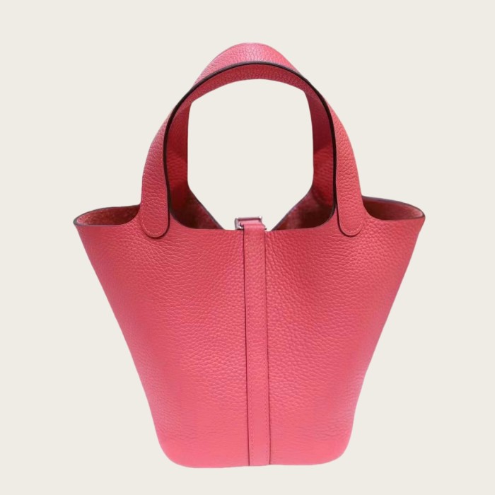 Togo Calfskin Leather Picotin Style Bucket Bag