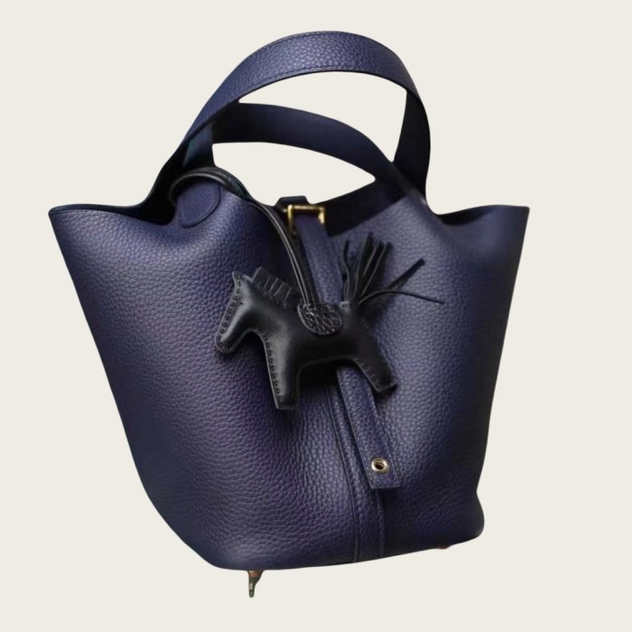 Togo Calfskin Leather Picotin Style Bucket Bag