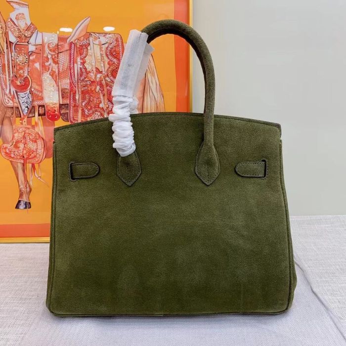 Nubuck Leather Designer Top Handle Bag