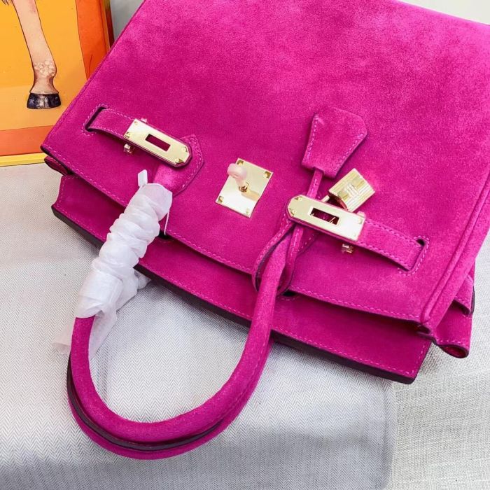 Nubuck Leather Designer Top Handle Bag