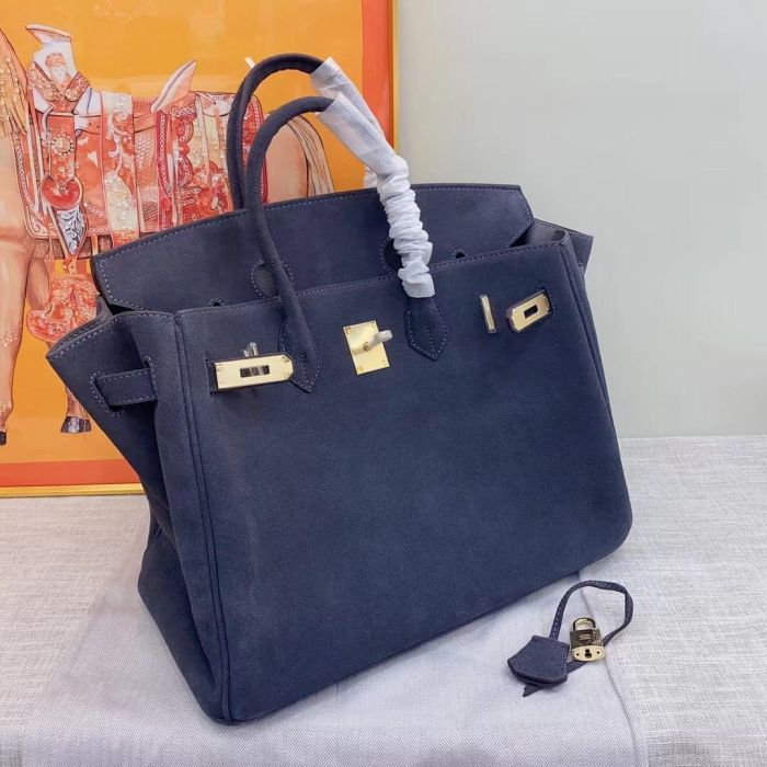Nubuck Leather Designer Top Handle Bag