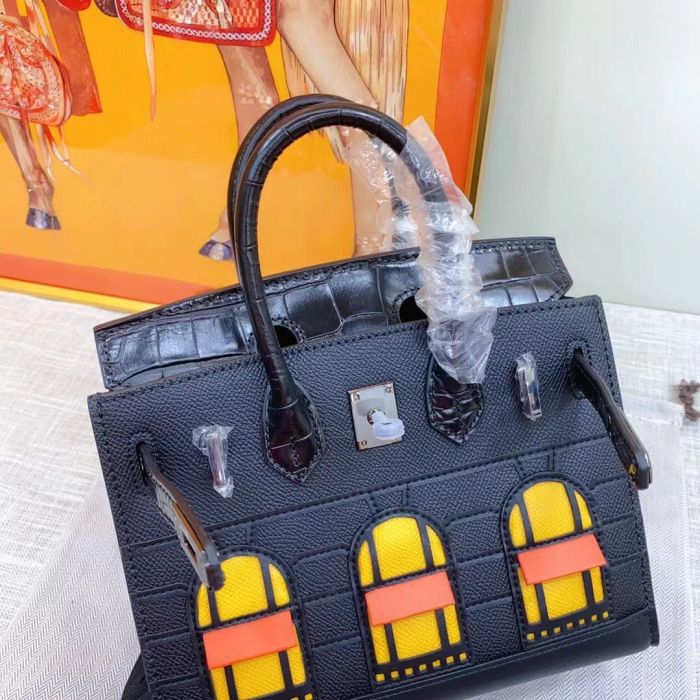 Genuine Cowhile Leather Top Handle Bag 20cm 25cm 30cm