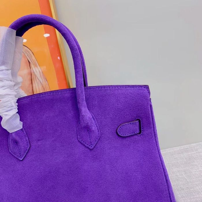 Nubuck Leather Designer Top Handle Bag