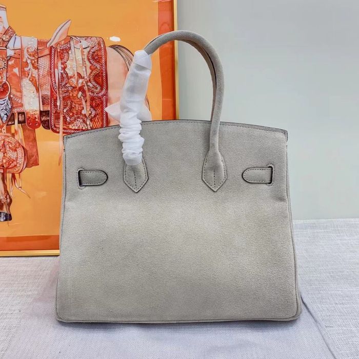 Nubuck Leather Designer Top Handle Bag