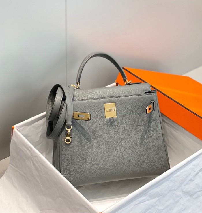 Imported Genuine Togo Calfskin Leather Tote Shoulder Bag