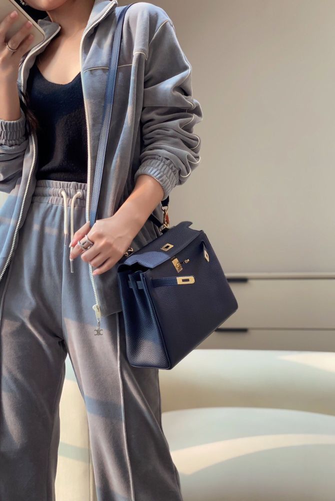 Imported Genuine Togo Calfskin Leather Tote Shoulder Bag