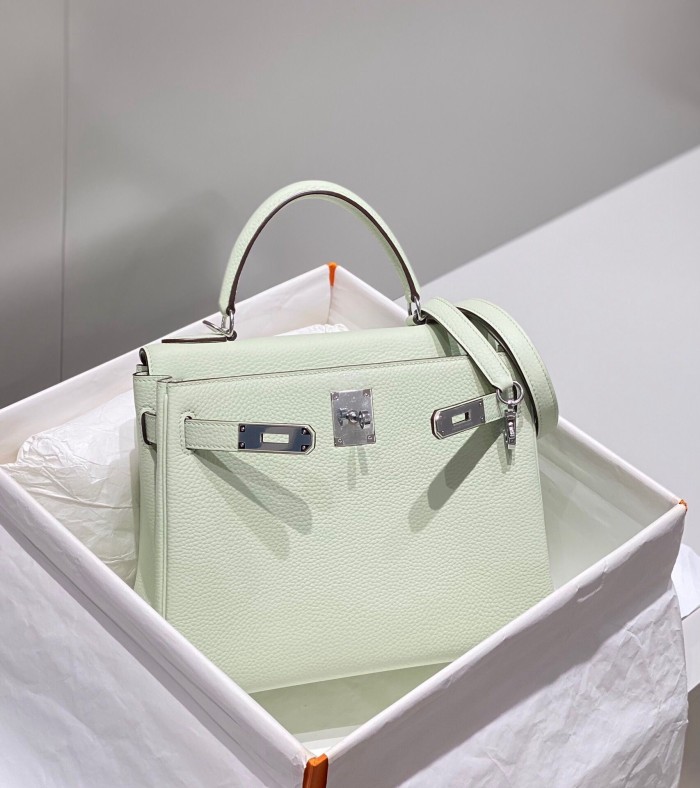 Imported Genuine Togo Calfskin Leather Tote Shoulder Bag