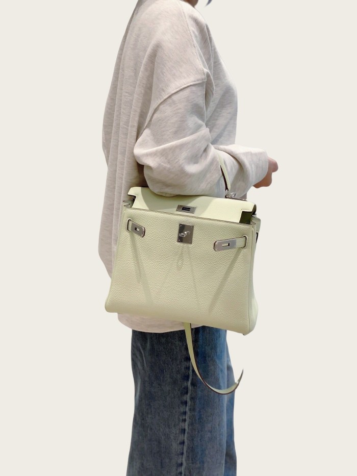 Imported Genuine Togo Calfskin Leather Tote Shoulder Bag