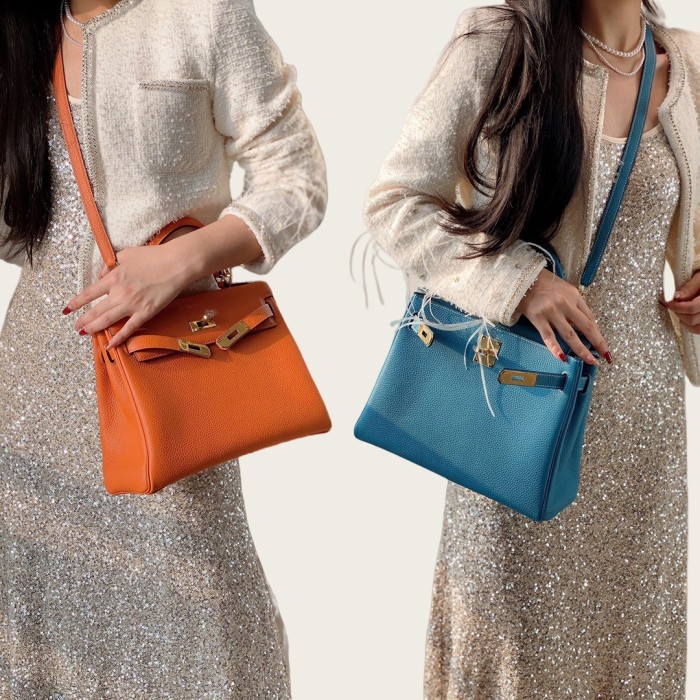 Imported Genuine Togo Calfskin Leather Tote Shoulder Bag