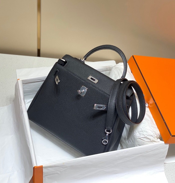 Imported Genuine Togo Calfskin Leather Tote Shoulder Bag