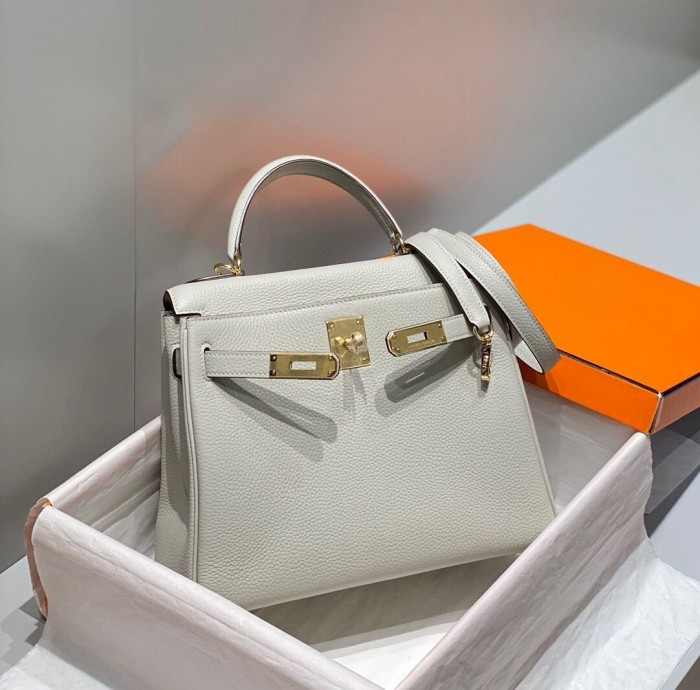 Imported Genuine Togo Calfskin Leather Tote Shoulder Bag