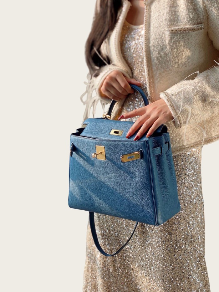 Imported Genuine Togo Calfskin Leather Tote Shoulder Bag